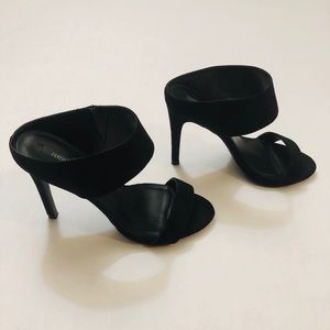 Forever 21 black strap suede mules